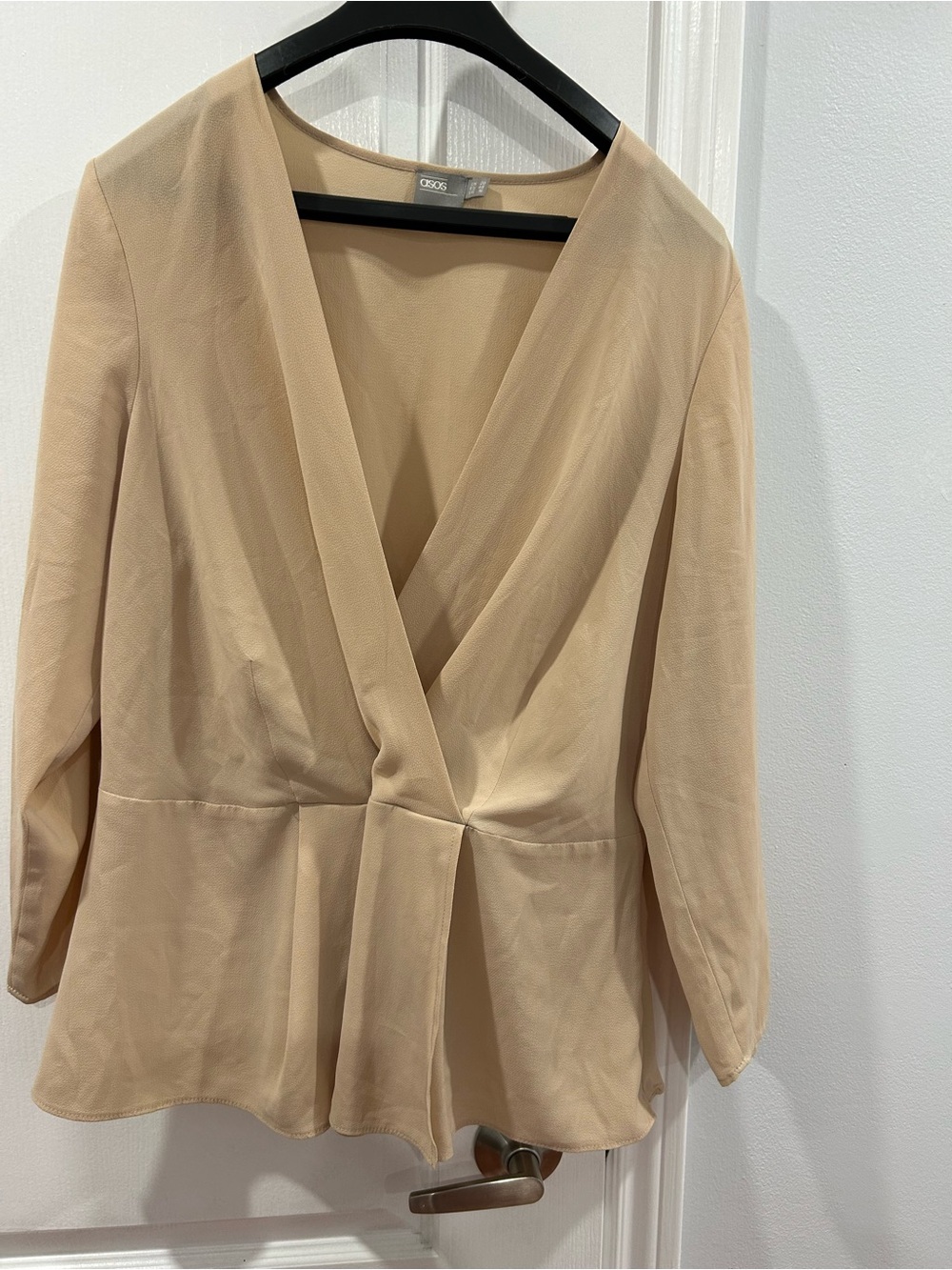 ASOS Beige Surplice Peplum Blouse
